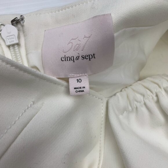 5 à 7 Cinq a Sept Fitted Mini Cocktail Dress White‎ Puff Sleeves Squareneck s 10 - Picture 9 of 9